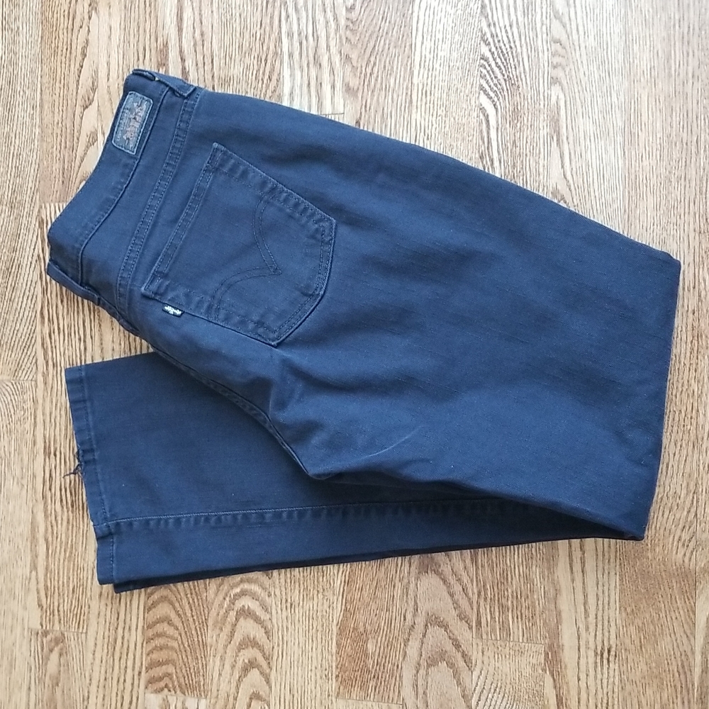 (8M) Levi's 505 Straight Leg Black Cotton Blend Denim Jeans